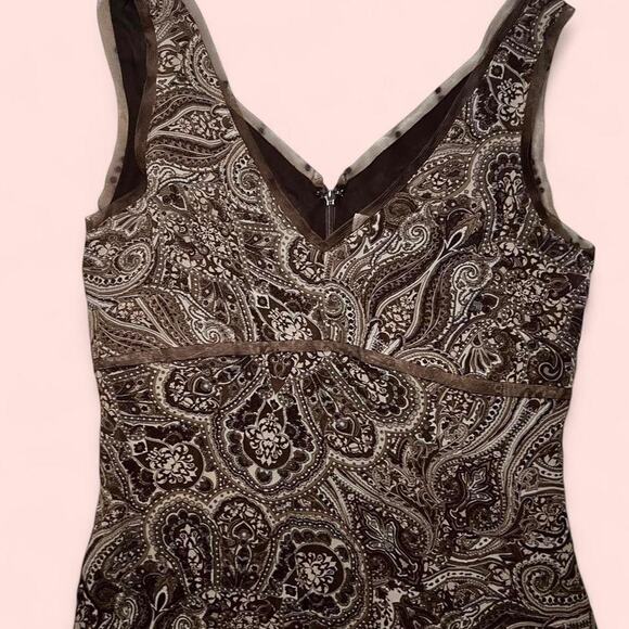 Vtg brown paisley dress old - Picture 2 of 4